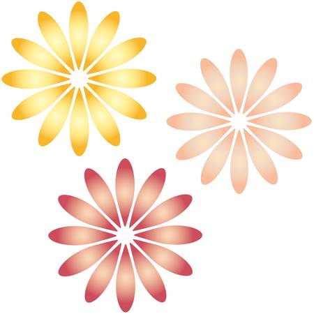 Set of pink and orange flowersのイラスト素材