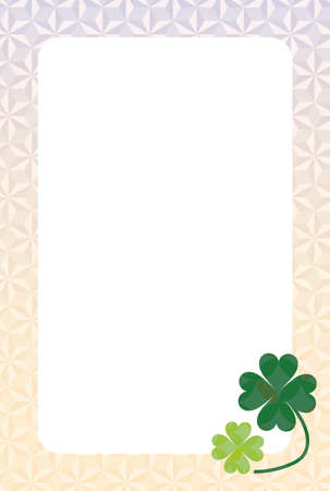 Four-leaf clover and geometric postcard frameのイラスト素材