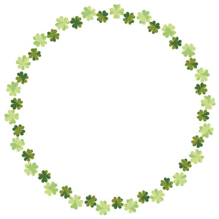 Round frame of four-leaf cloverのイラスト素材