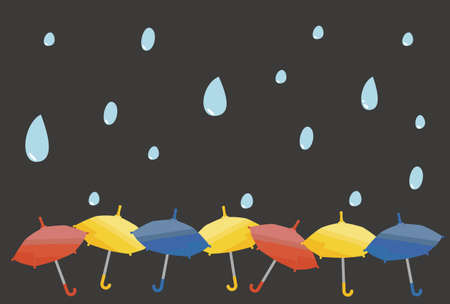 Night rain and colorful umbrellasのイラスト素材
