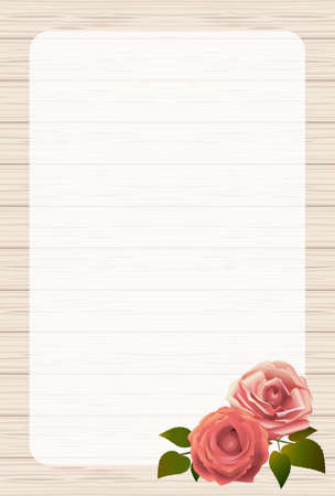 Wood-grain board and rose flower frame portraitのイラスト素材