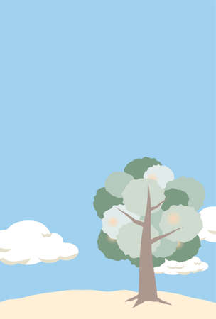 A postcard of a tree and a blue skyのイラスト素材