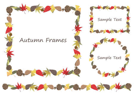 Frame set of autumn leavesのイラスト素材