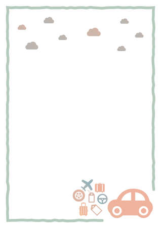 Image frame of car life going out in the car A4 verticalのイラスト素材