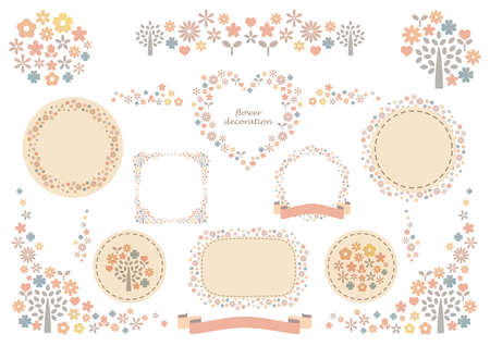 Adult cute petal decoration set white backのイラスト素材