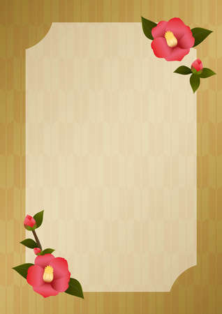 Cameki flowers and golden arrow pattern background A4 verticalのイラスト素材