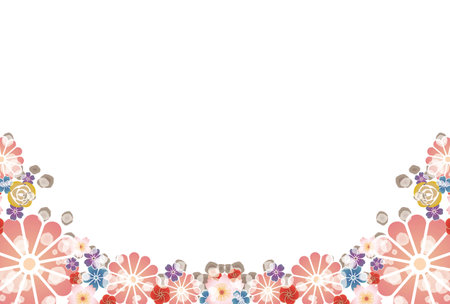 Flowers and blurred light of the ball - Japanese-style post cardのイラスト素材