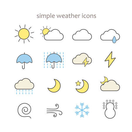 Simple and cute weather icon setのイラスト素材