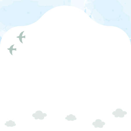 Frame of sky, bird and cloudsのイラスト素材