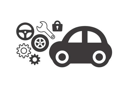 Car Maintenance Black and Whiteのイラスト素材
