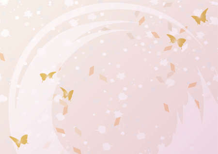 Japanese-style background with butterflies A4 sideのイラスト素材