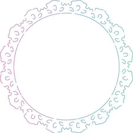 Round line drawing frame with gradient color laceの写真素材