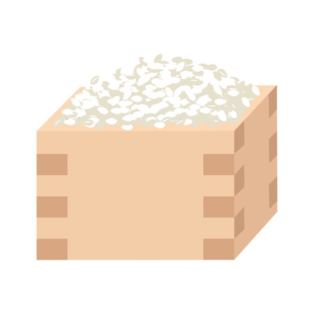 Illustration of rice grains in a traditional container of Japanのイラスト素材