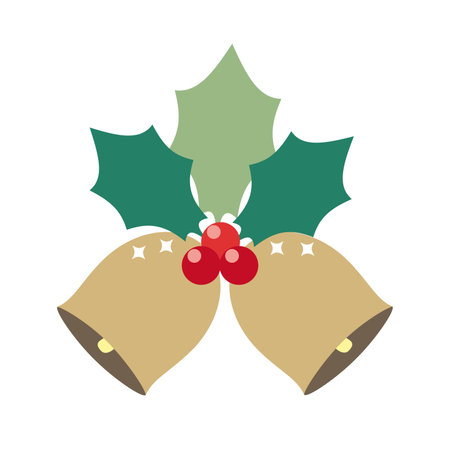 Illustration of Christmas bell with holly decorationのイラスト素材