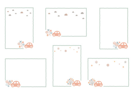 Car Life Image Framesetのイラスト素材