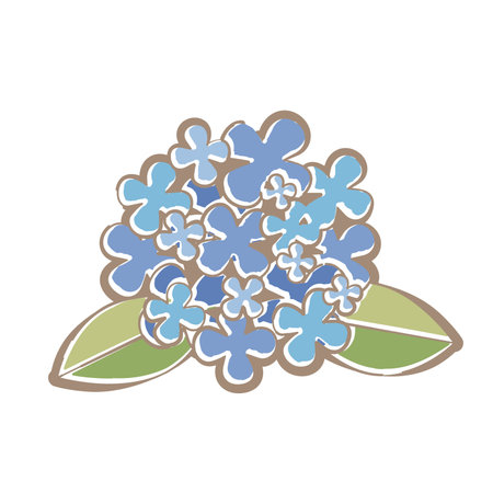 Illustration of light blue hydrangea soft hand-drawn style