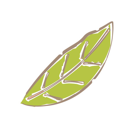 Illustration of yellow-green leaves with a soft line drawing touchのイラスト素材