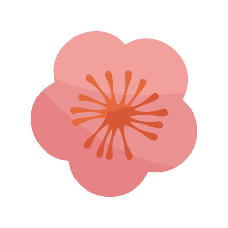 Cute pink plum blossom Japanese style iconのイラスト素材