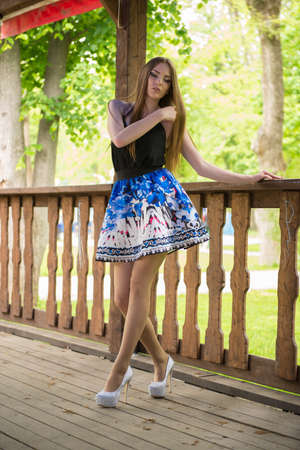 walk with a beautiful girl around townの写真素材