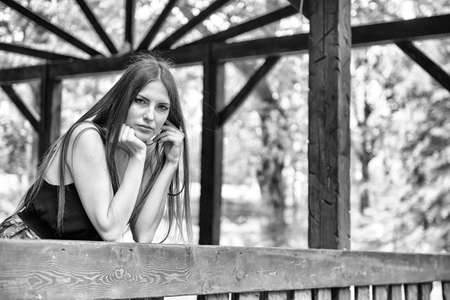 walk with a beautiful girl around townの写真素材