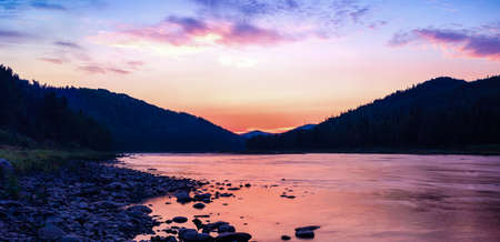 Beautiful Siberian landscape in the month of September in the area of teeth in high placesの写真素材