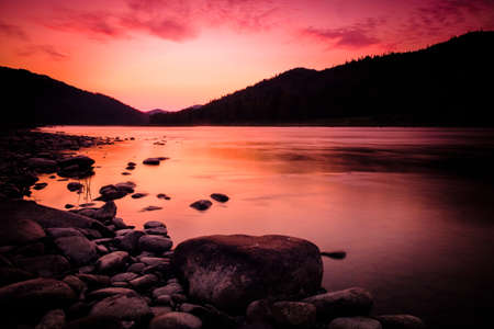 Beautiful Siberian landscape in the month of September in the area of teeth in high placesの写真素材