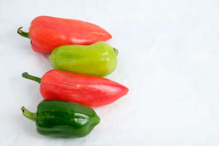 A tasty bell peppers on a white background shot from above.の写真素材