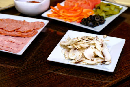 pizza children on a master class at the restaurantの写真素材