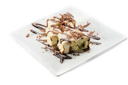 Delicious desserts on a white background with different berries, etc.の写真素材