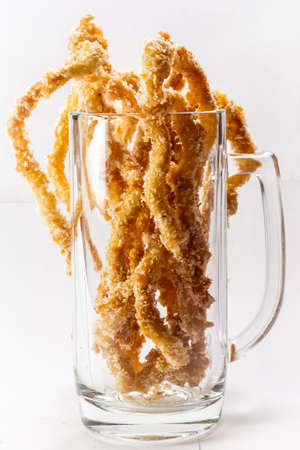 Delicious dishes from the restaurant menu on a white bowl on a white background.の写真素材