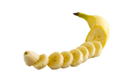 Delicious, fresh, beautiful banana on a light background.の写真素材