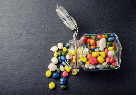 Beautiful sweets on a blackboardの写真素材