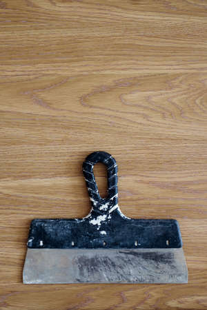 Close up tools on a wooden backgroundの写真素材