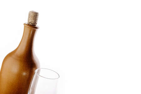 Red Wine bottle and glass on white backgroundの写真素材