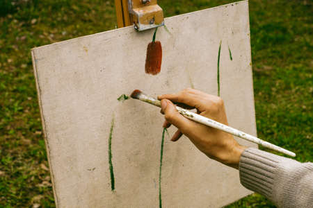 The work in the visual arts colorful paint brush, etc.の写真素材