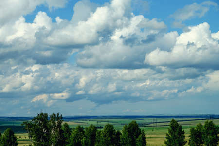 Summer Landscape grass sky background. Siberian landscapeの写真素材