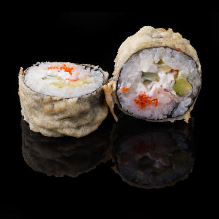 Sushi on a black backgroundの写真素材