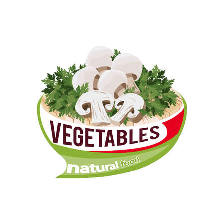 Whole and sliced ââmushrooms and parsley on a cutting board vectorのイラスト素材