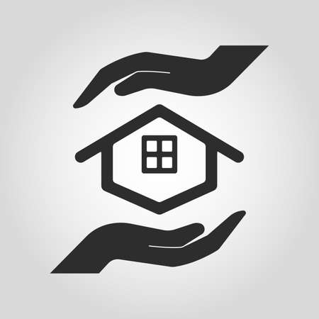 House and hands icon for real estate concept.のイラスト素材