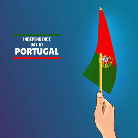 Vector Illustration of the Day of Portugal. Hand with Portugal flagのイラスト素材