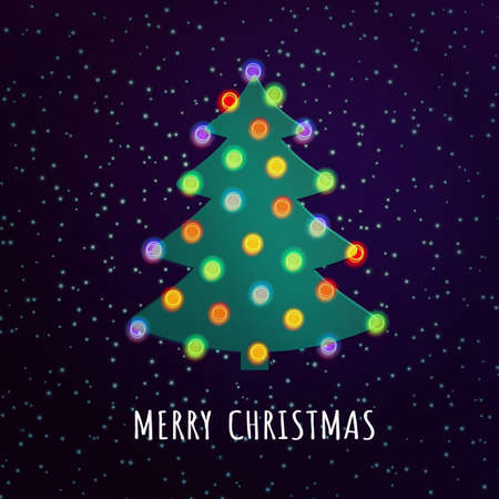 Christmas tree with decorative neon glow.のイラスト素材