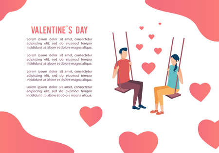Vector illustration on the Valentine's Day theme. For a poster or banner and greeting card. Picture of the people who are in loveのイラスト素材