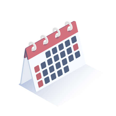 Isometric vector illustration. Calendar icon. Desktop calendar. Isometric design.のイラスト素材