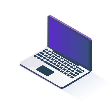 Isometric vector illustration. Computer technology - Laptop. Isometric design.のイラスト素材