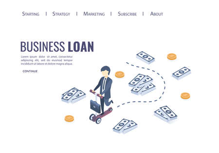 Isometric vector illustration. Concept of business loan.のイラスト素材