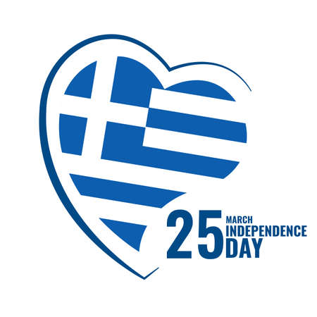 Vector Illustration on the theme Greek Independence Day. Greek flag in heart shapedのイラスト素材