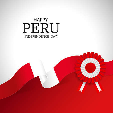 Vector Illustration of Peru Independence Day. Cockade national symbol of Peru.のイラスト素材