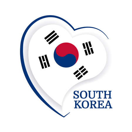 Vector illustration. South Korea flag in heart shapedのイラスト素材