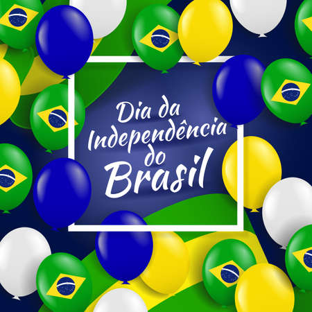 Vector Illustration of Brazil Holiday. Translation from Portuguese: Brazil Independence Day. Background with balloons.のイラスト素材