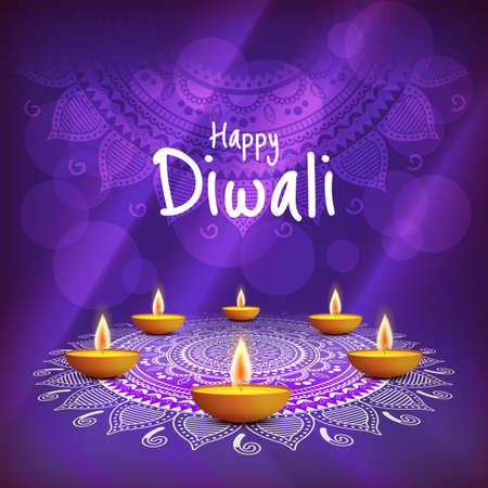 Vector Illustration of the holiday diwali. Deepavali. Festival of lights.のイラスト素材